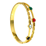 Gold Plated Anti Tarnish Stainless Steel Multi Color Heart Kada for Women