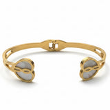 Gold Plated Double Heart Pearl Shell bracelet  Kada for Women