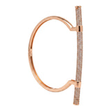 Rose Gold Plated Straight Bar Pave CZ Geometric Cuff bracelet  for Women