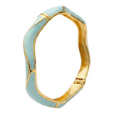 Wavy Enamel Gold Plated Openable Bangle Bracelet for Women