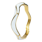 Wavy Enamel Gold Plated Openable Bangle Bracelet for Women