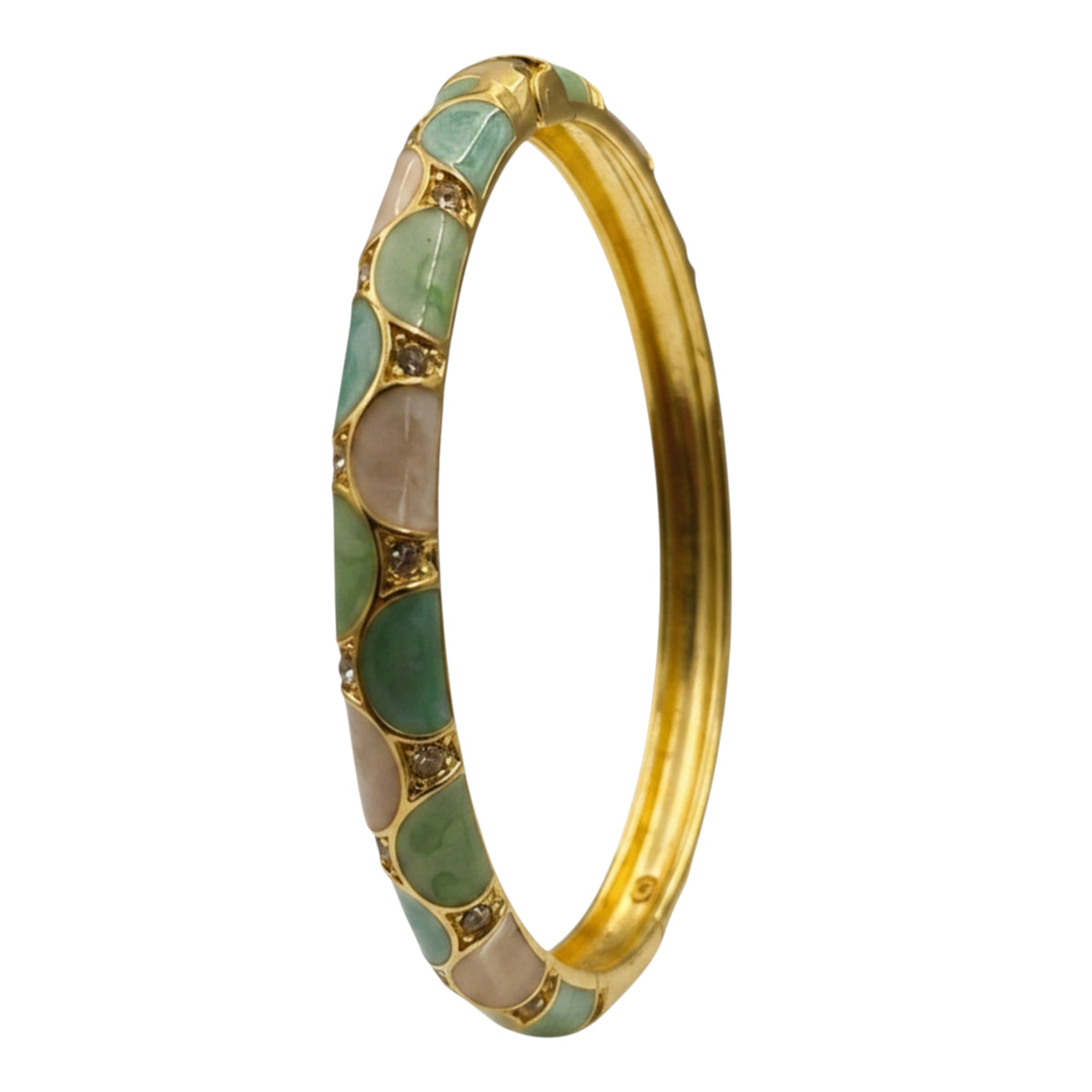 Geometric Openable Gold Plated Enamel Bangle bracelet for Women