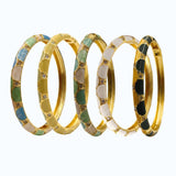 Geometric Openable Gold Plated Enamel Bangle bracelet for Women