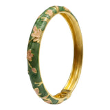 Multicolour Floral Meenakari Gold Plated Hinged Kada bracelet