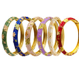 Multicolour Floral Meenakari Gold Plated Hinged Kada bracelet