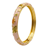 Multicolour Floral Meenakari Gold Plated Hinged Kada bracelet