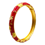 Multicolour Floral Meenakari Gold Plated Hinged Kada bracelet