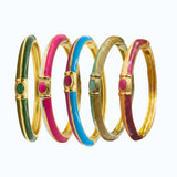 Openable Hinged Gold Plated Enamel Bangle Bracelet for Women