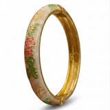 Gold Plated 6 Piece Flower Enamel Hinged Bangle Bracelet Set
