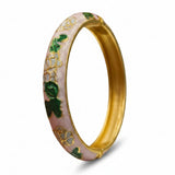 Gold Plated 6 Piece Flower Enamel Hinged Bangle Bracelet Set