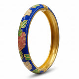 Gold Plated 6 Piece Flower Enamel Hinged Bangle Bracelet Set