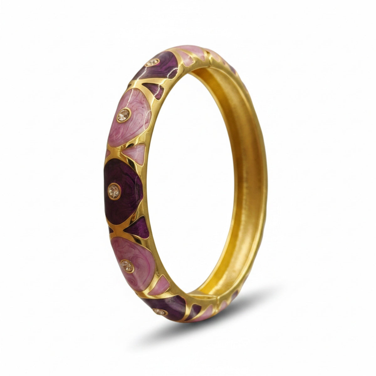 Gold Plated Stone Studded Enamel Bangle Bracelet Set