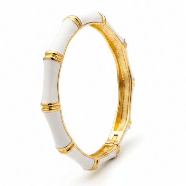 Gold Plated Bamboo Enamel metal Bracelet or bangles Set for Women