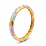 Gold Plated Geometric Enamel Bangle Bracelet Set for Women