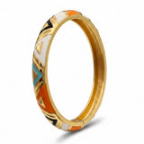 Gold Plated Geometric Enamel Bangle Bracelet Set for Women