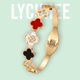 Gold Plated Multicolour Enamel Clover Kada Bracelet for Women