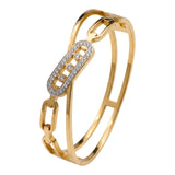 Gold Plated Stainless Steel Crystal Geometric Bracelet for Women