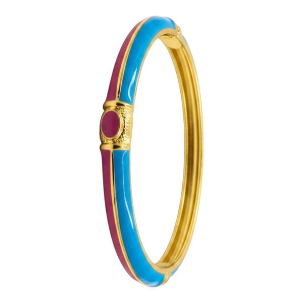 Openable Hinged Gold Plated Enamel Bangle Bracelet for Women