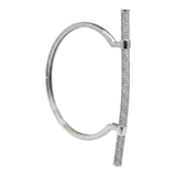 Silver Plated Straight Bar Pave CZ Geometric Cuff Bangle for Women