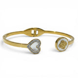 Gold Plated Stainless Steel Anti Tarnish Heart Flower CZ Kada for Women