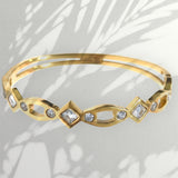 Gold Plated Geometric Infinity Link Pattern CZ Bracelet Kada for Women